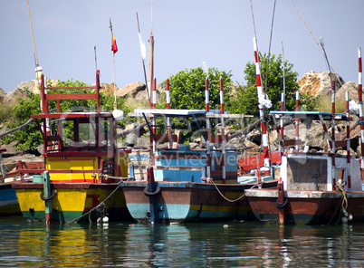 Fisher boats at the beach in the morning light