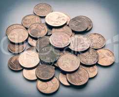 Retro look Euro coins
