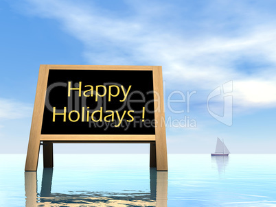 Summer blackboard wishing happy holidays - 3D render