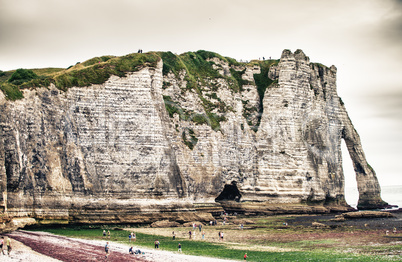 Famous cliffs Aval of Etretat. Etretat is a commune in the Seine