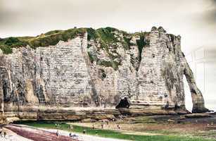 Famous cliffs Aval of Etretat. Etretat is a commune in the Seine