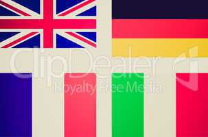 Retro look Flags of UK Germany France Italy