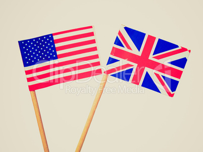 Retro look British and American flags