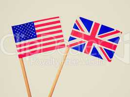 Retro look British and American flags