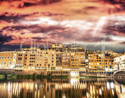 Bulidings of Florence along Arno River, Italy