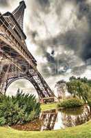 Magnificence of Eiffel Tower, view of powerful landmark structur