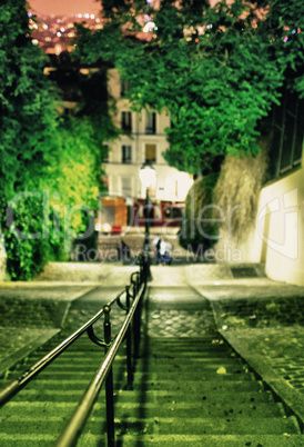 Montmartre stairs at night - Paris