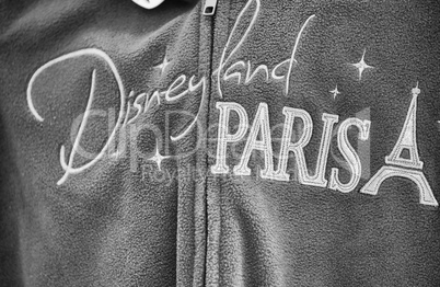 PARIS - JUNE 16, 2014: Commemorative sweatshirt of Disneyland Pa