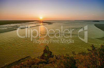 High tide approaching Mont Saint Michel in Normandy - France