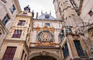 Clock in the Rue du Gros-Horloge, Rouen, Haute-Normandy, France