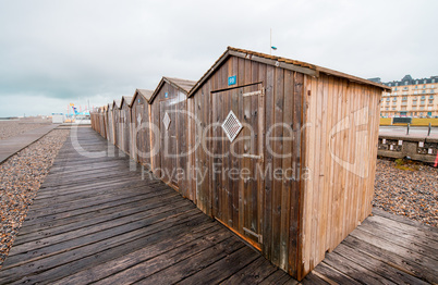 Wooden cabins on the coast