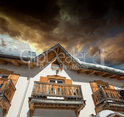 Detail of a mountain refuge in Italian Dolomites - Cottage in th