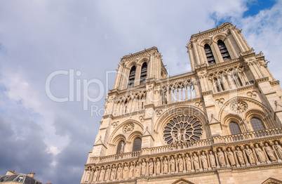 Paris. Wonderful view of Notre Dame Cathedral on a summer aftern