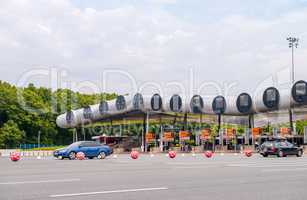 PARIS - JUNE 18, 2014: Autoroute barrier for paying vehicles in