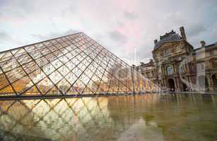 PARIS - JUNE 19: The Louvre museum and the pyramid on June 19, 2