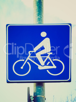 Retro look Bike lane sign