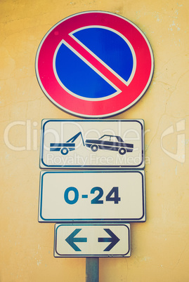 Retro look No parking sign