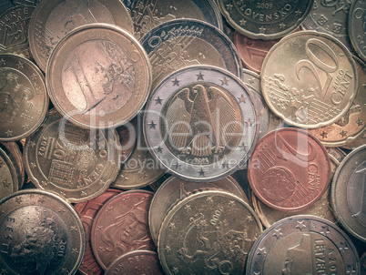 Retro look Euro coins