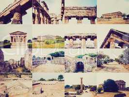 Retro look Paestum landmarks, Italy