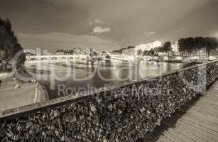 PARIS - JUNE 22, 2014: Love padlocks at Pont de l'Archeveche in
