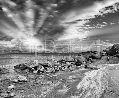 Beautiful seascape with rocks and crystal clear waters