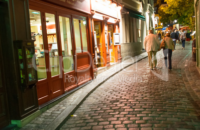 PARIS - JULY 23, 2014: Montmartre streets at summer night. Montm