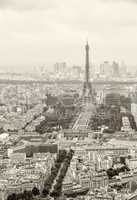 Eiffel Tower. Aerial view with cityscape