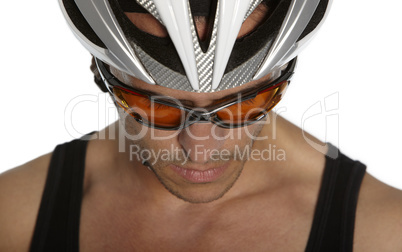 Portrait of a man with bycicle helmet