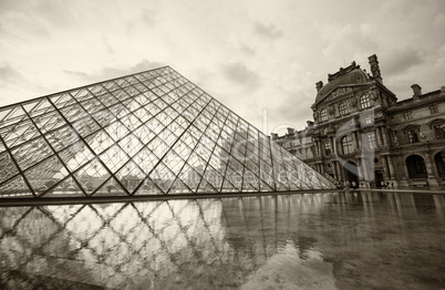 PARIS - JUNE 19: The Louvre museum and the pyramid on June 19, 2