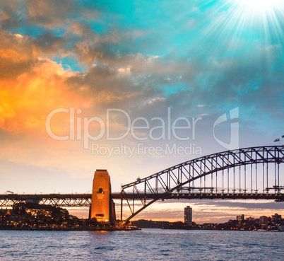 Sydney. The Harbour Bridge at dusk