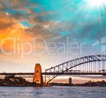 Sydney. The Harbour Bridge at dusk