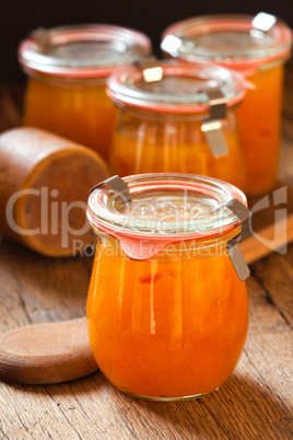 Selbstgemachte Melonenmarmelade eingekocht