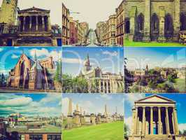 Retro look Glasgow landmarks