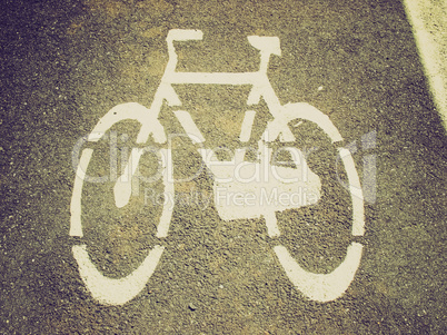 Retro look Bike lane sign