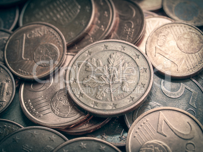 Retro look Euro coins background Retro look Euro coins background