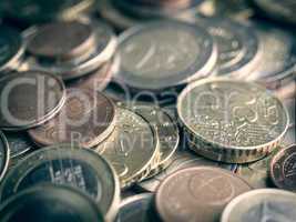 Retro look Euro coins