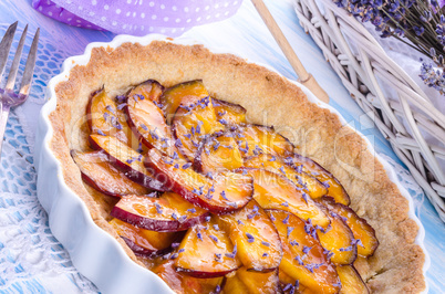 Nectarine tarte with lavender and honey