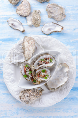 oysters with parmesan and baked tomatoes