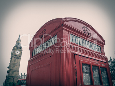 Retro look London telephone box