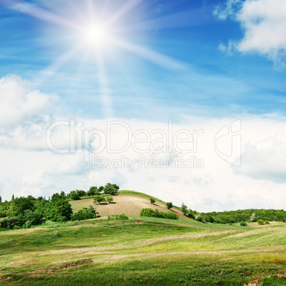 Mountainous terrain and the blue sky