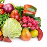 set of fruits and vegetables isolated on white background