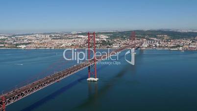 Top View on the 25 de Abril Bridge in Lisbon, Portugal.