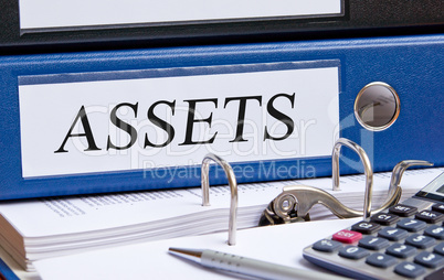 Assets - blue binder in the office