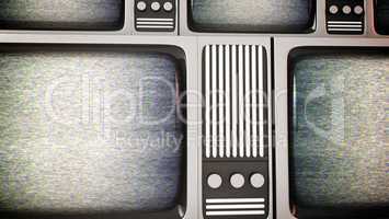 Retro tv screens with static.