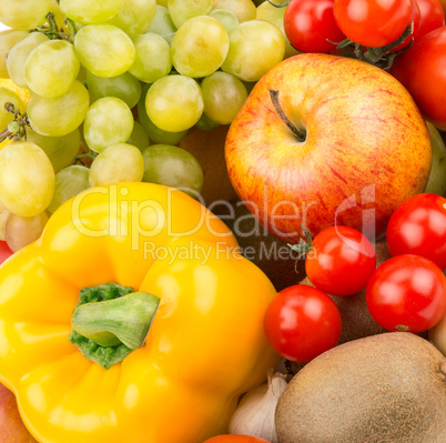 bright background of  fruit and vegetables