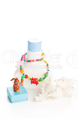 lotion bottle with seashells