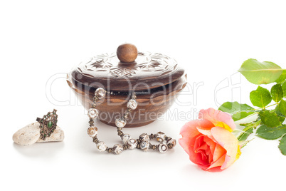 jewelry with box and rose