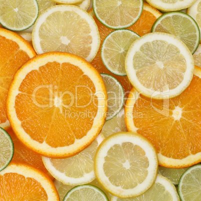 Hintergrund aus Früchte Orangen, Zitronen und Limetten
