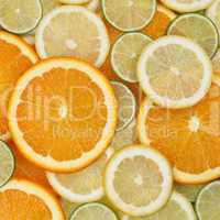 Hintergrund aus Früchte Orangen, Zitronen und Limetten