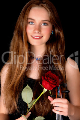 Standing woman with rose.